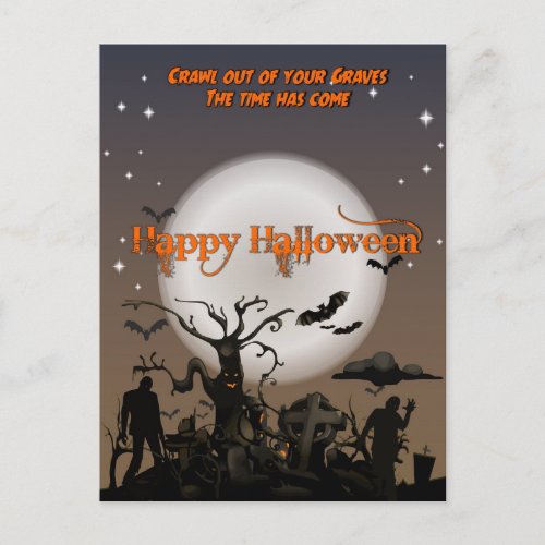 Crawl Out of your Graves Halloween Postcard