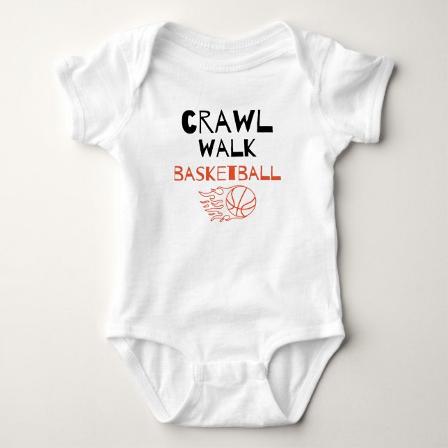 Crawl Walk Basketball Cute Basketball Buddy Baby Bodysuit (Front)