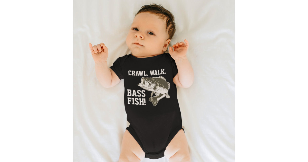 Crawl Walk Bass Fish Funny Baby Fishing Baby Bodysuit