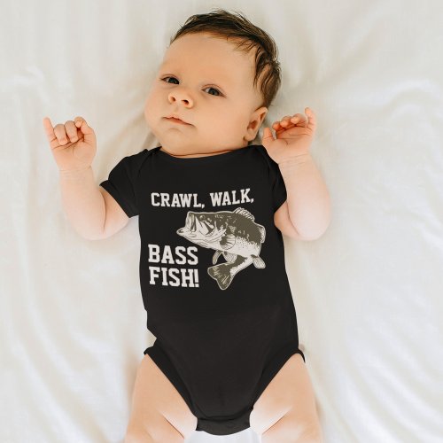 Crawl Walk Bass Fish Funny Baby Fishing Baby Bodysuit
