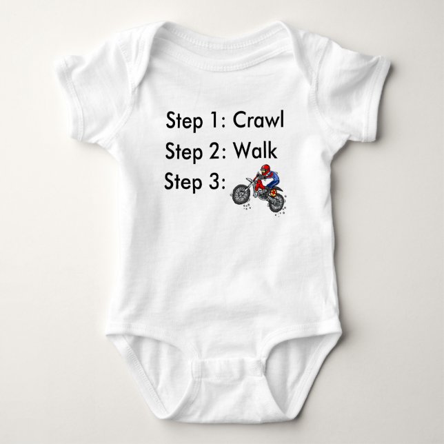 Crawl Walk Dirt Bike Motocross Baby Bodysuit (Front)