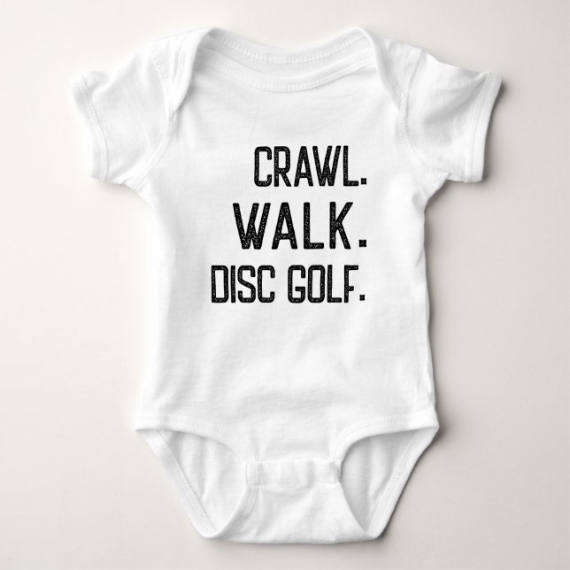 Crawl Walk Disc Golf, Cute Disc Golfer Baby Bodysuit (Front)