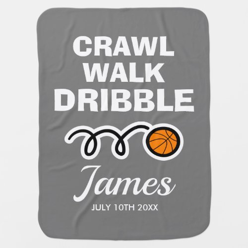 Crawl walk dribble funny basketball custom name baby blanket