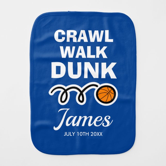 Crawl walk dunk future basketball player custom baby burp cloth (Front)