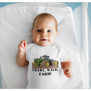 Crawl Walk Farm Funny Tractor Equipment  Baby Bodysuit by TheShirtBox at Zazzle