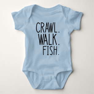 Crawl Walk Fish, Fisher Baby Baby Bodysuit