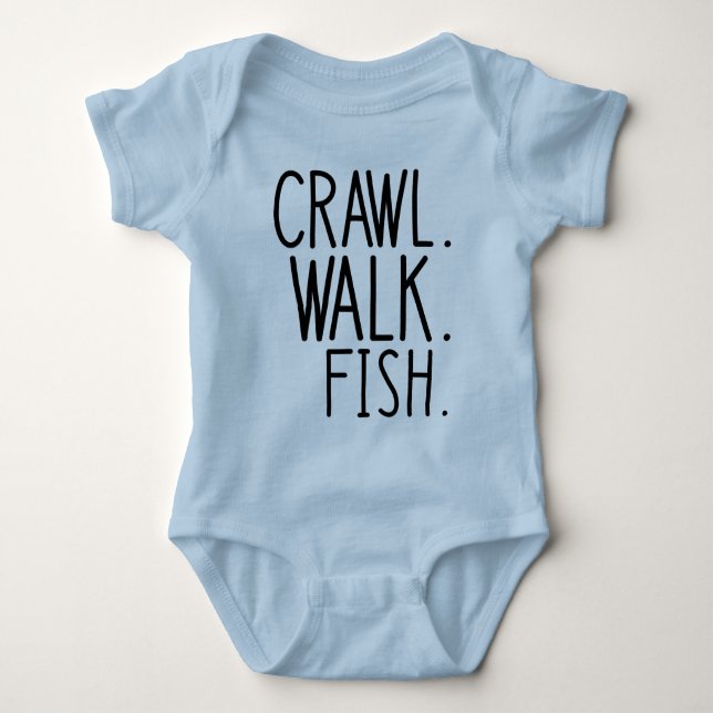 Crawl Walk Fish, Fisher Baby Bodysuit (Front)