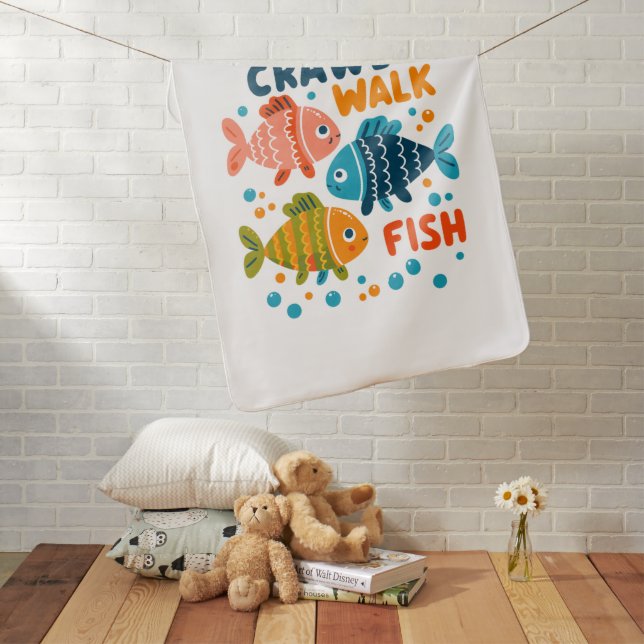 Crawl Walk Fish | Fishing Aquatic Milestones Baby Blanket (In Situ)