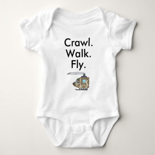Crawl Walk Fly Military Army Pilot Baby Bodysuit