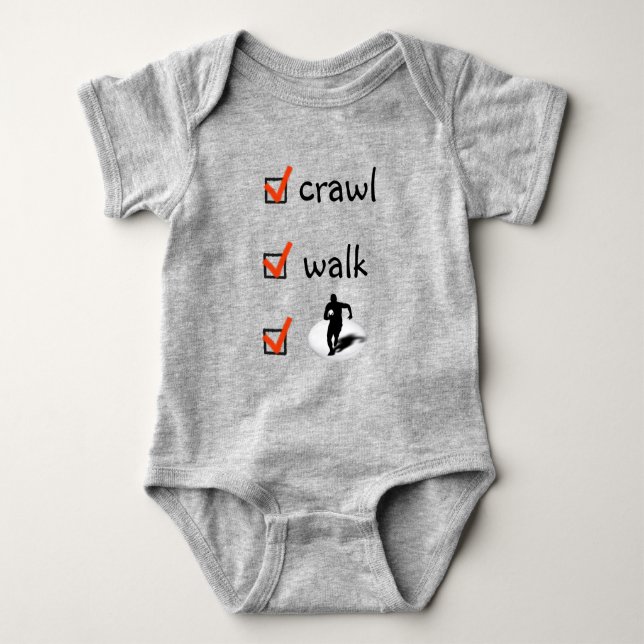 Crawl, Walk, Football, Rugby, Footy Baby Bodysuit (Front)