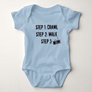 "Crawl Walk Game" Blue Infant Crawler Baby Bodysuit