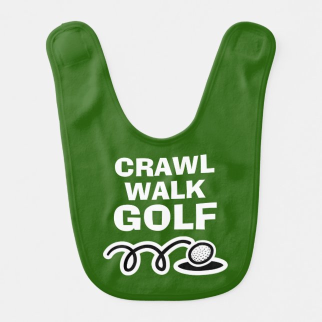 CRAWL WALK GOLF baby bib for newborn child (Front)