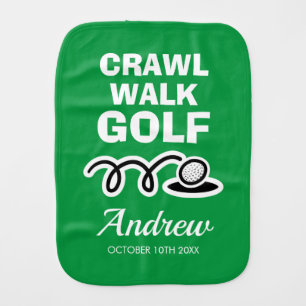 Crawl walk golf cute future golfer custom name baby burp cloth