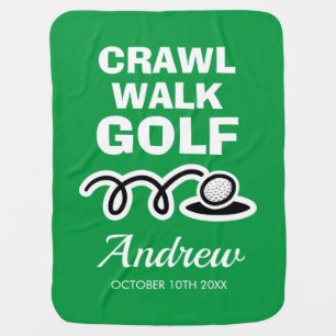 Crawl walk golf future golfer custom name new baby blanket
