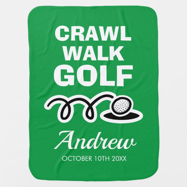 Crawl walk golf future golfer custom name new baby blanket (Front)