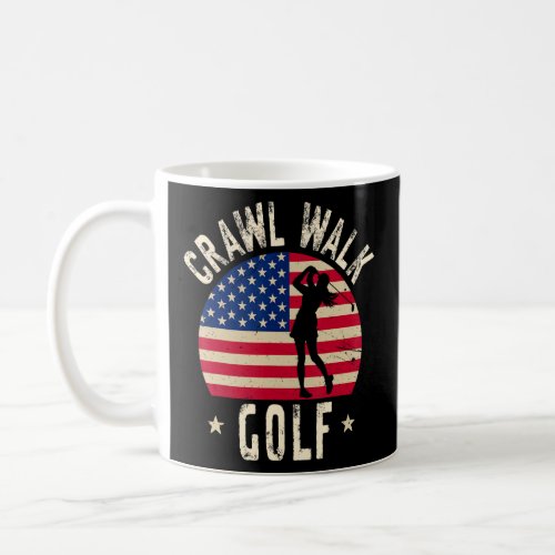 Crawl Walk Golf Girl Vintage USA Flag Feeling Budd Coffee Mug