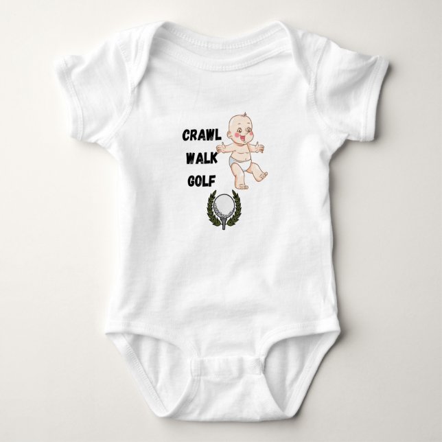 crawl walk golf golfer golfing baby bodysuit (Front)