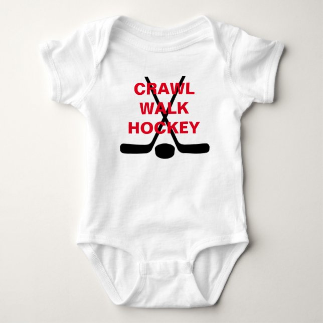 Crawl Walk Hockey Cute Baby Infant Baby Bodysuit (Front)