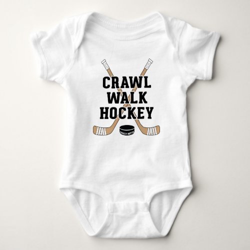 Crawl Walk Hockey Sticks and Puck Cute Baby Bodysuit