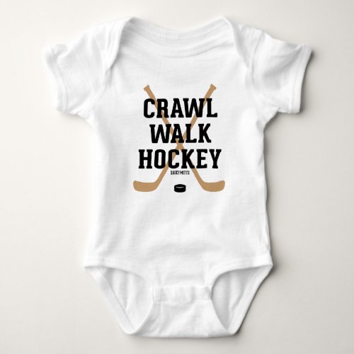 Crawl Walk Hockey Sticks and Puck Infant Baby Bodysuit