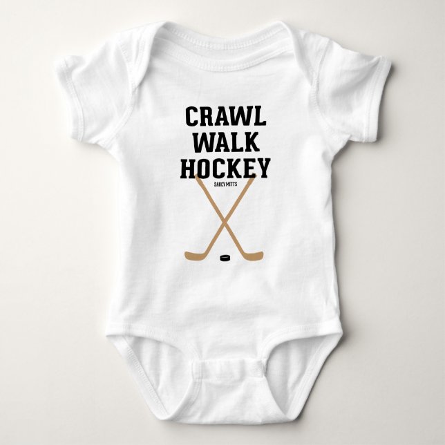 Crawl Walk Hockey Sticks Baby Infant Bodysuit 2 (Front)