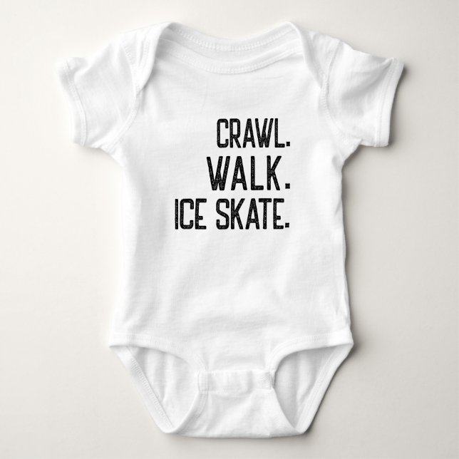 Crawl Walk Ice Skate, Ice Skating Family Baby Bodysuit (Front)