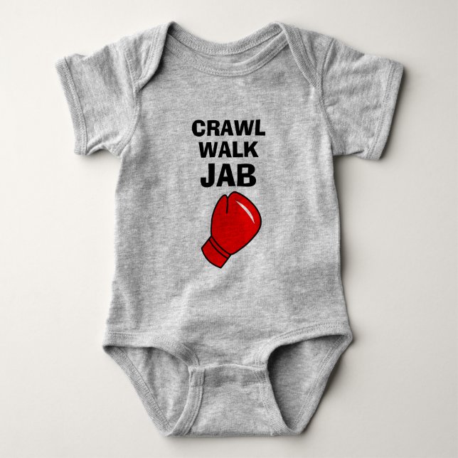 Crawl Walk Jab funny future boxer baby bodysuit  (Front)