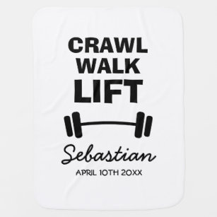 Crawl walk lift funny weight lifting design custom baby blanket