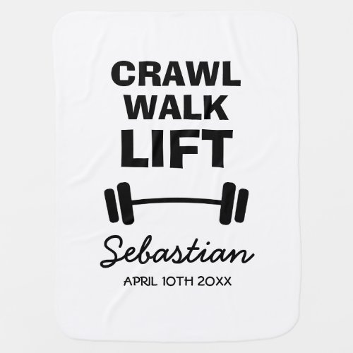 Crawl walk lift funny weight lifting design custom baby blanket