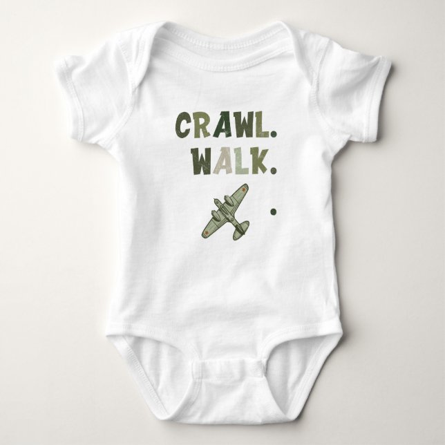 Crawl Walk Military Helicopter Pilot Baby Bodysuit (Front)