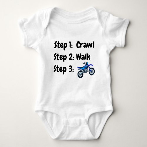 Crawl Walk Motocross Dirt Bike Blue Baby Bodysuit