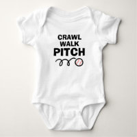 CRAWL WALK PITCH funny baseball baby bodysuit