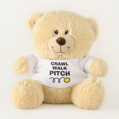 CRAWL WALK PITCH softball sports baby teddy bear