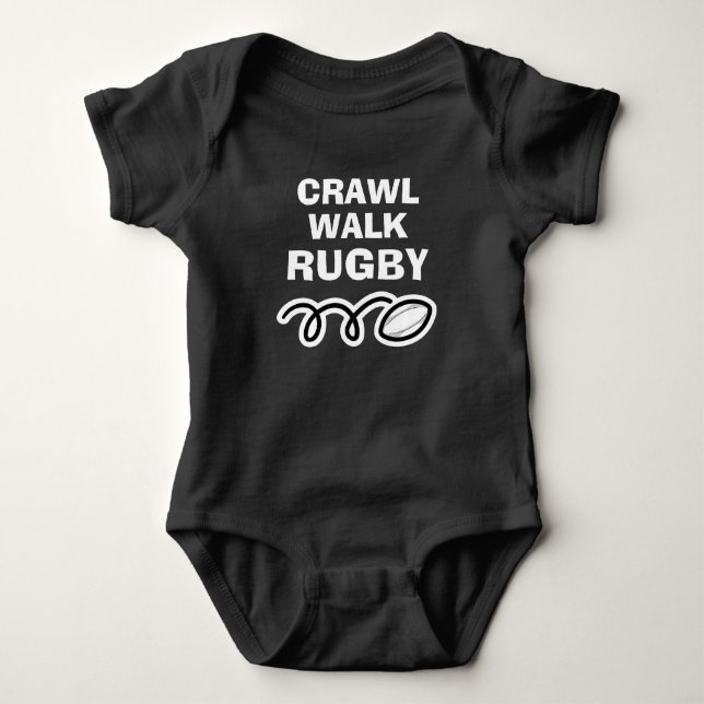 CRAWL WALK RUGBY sports bodysuit for new baby (Front)