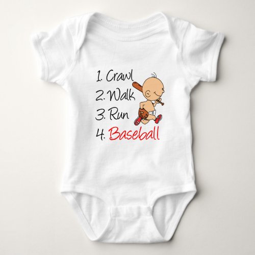 Crawl Walk Run Baseball Baby Bodysuit