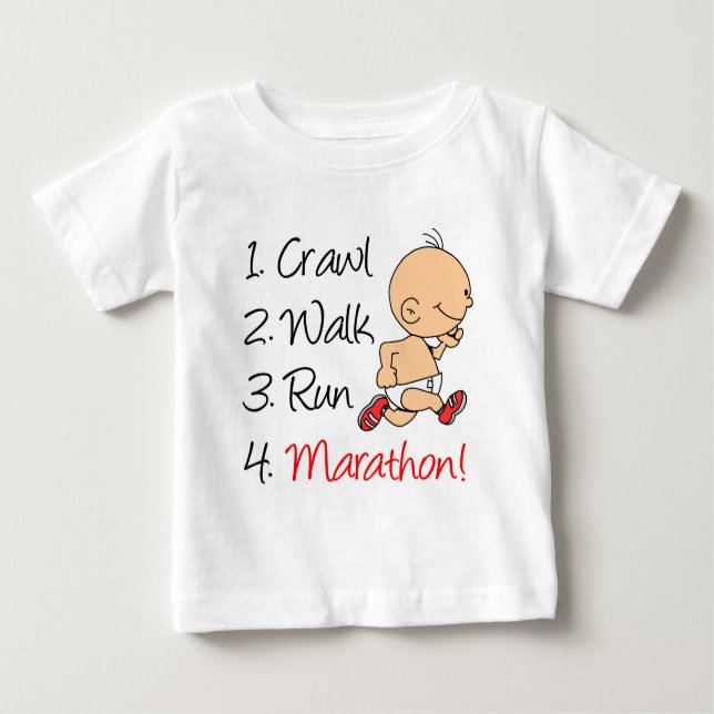 Crawl Walk Run Marathon Baby T-Shirt (Front)