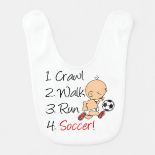 Crawl Walk Run Soccer Baby Bib