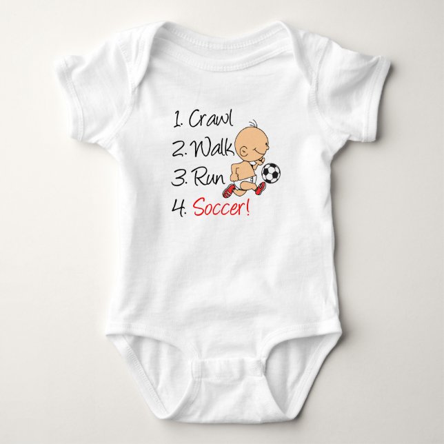 Crawl Walk Run Soccer Baby Bodysuit (Front)