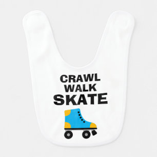 Crawl Walk Skate funny baby bib for roller skater
