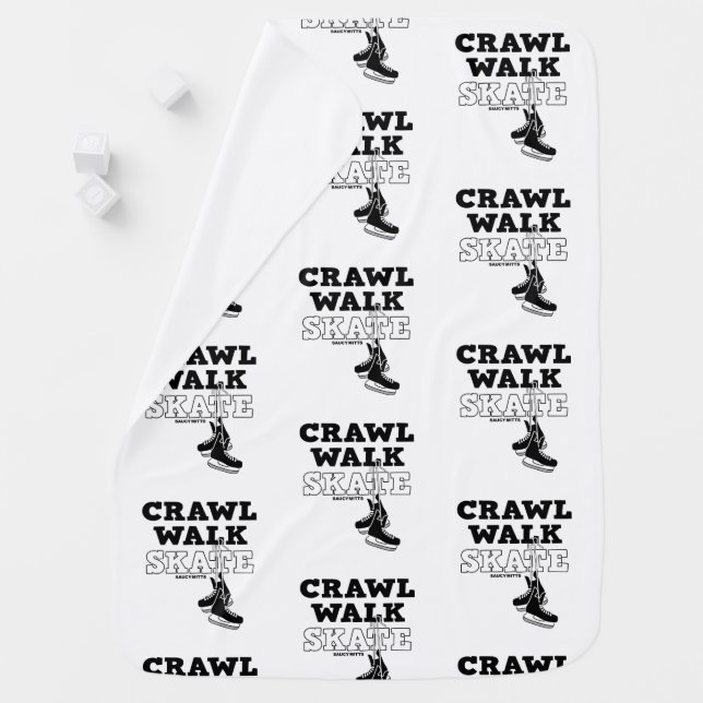 Crawl Walk Skate Hockey Infant Baby Blanket (In Situ)