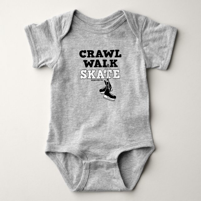 Crawl Walk Skate Hockey Skates Infant Baby Bodysuit (Front)