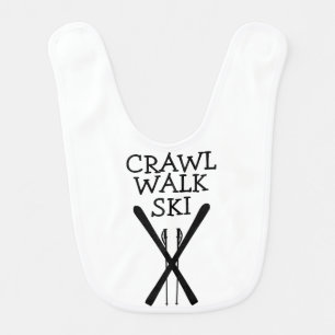 Crawl Walk Ski Skier Skiing Baby bib