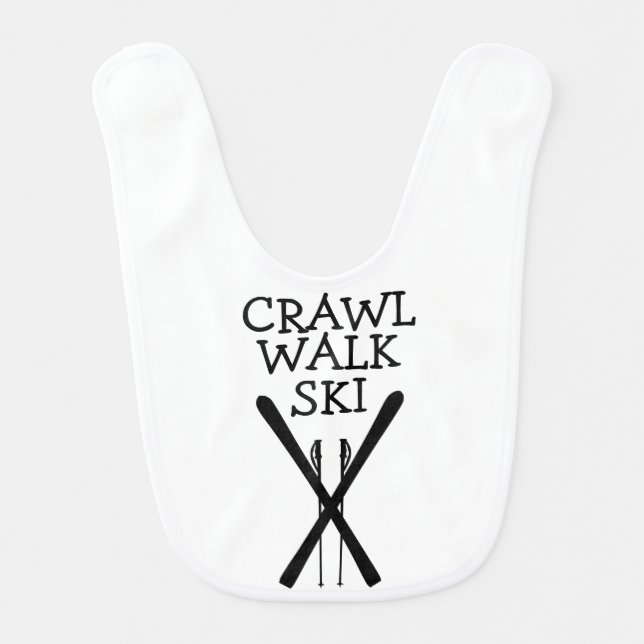 Crawl Walk Ski Skier Skiing Baby bib (Front)