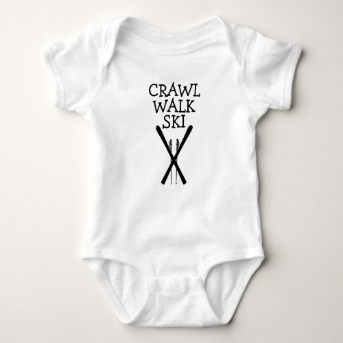 Crawl Walk Ski Skier Skiing Baby Bodysuit