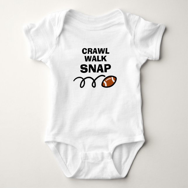 CRAWL WALK SNAP Cute american football sports Baby Bodysuit (Front)
