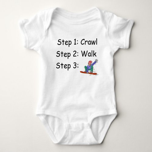 Crawl Walk Snowboarder Snowboard Baby Bodysuit