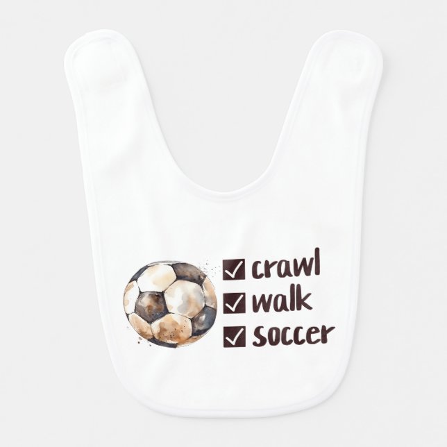 Crawl Walk Soccer Check List Football Baby Bib (Front)