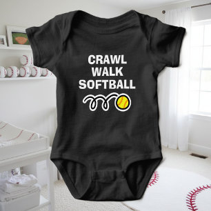 CRAWL WALK SOFTBALL sports bodysuit for new baby