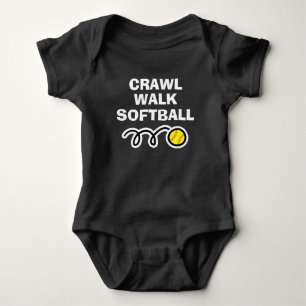 CRAWL WALK SOFTBALL sports bodysuit for new baby