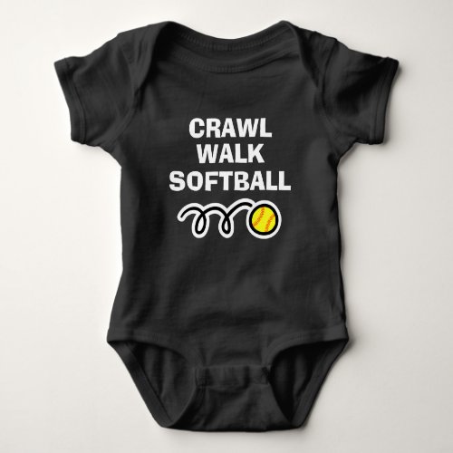 CRAWL WALK SOFTBALL sports bodysuit for new baby